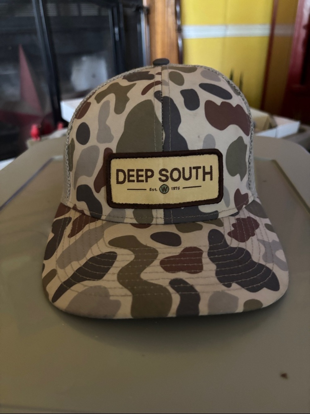 Lost Deep South Camo Trucker Hat in Beige, Brown, Olive